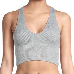 Free People FP Movement Free Throw Cropped Bra Top Heather Grey Size Sm